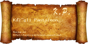 Kégli Pantaleon névjegykártya